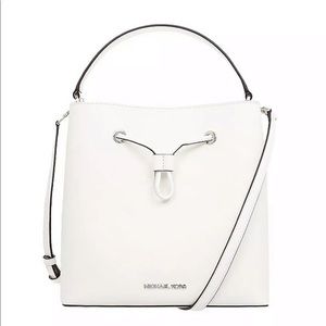 NWT Michael Kors Suri Small Bucket Purse White
